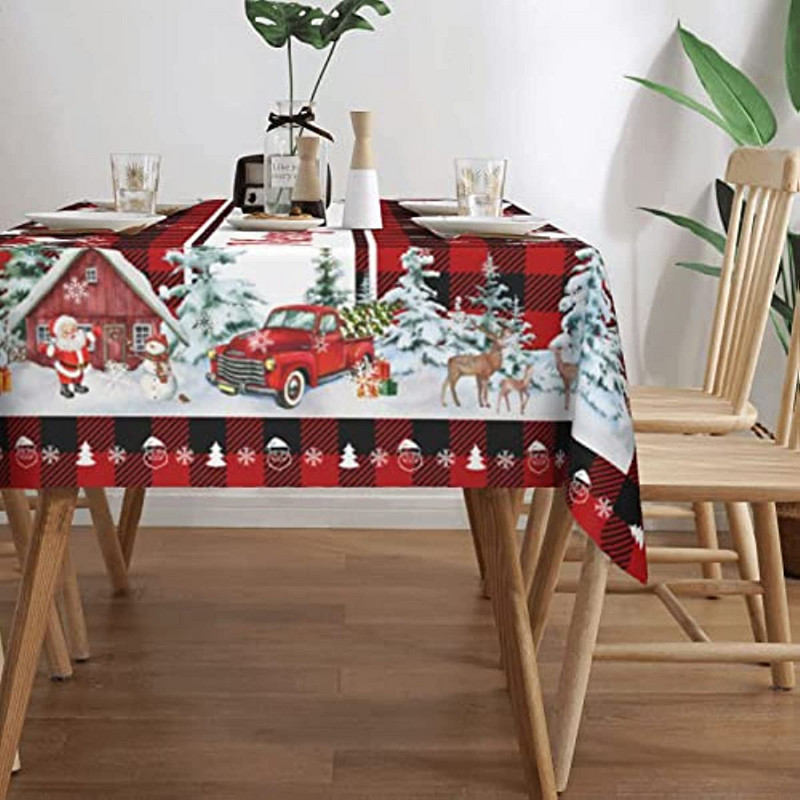Ziemassvētku rotājumi 2023. gada sarkans rūtains ūdensizturīgs galdauts kāzu dekors Vecgada vakara ballītes pusdienu dekors Taisnstūra galdauts