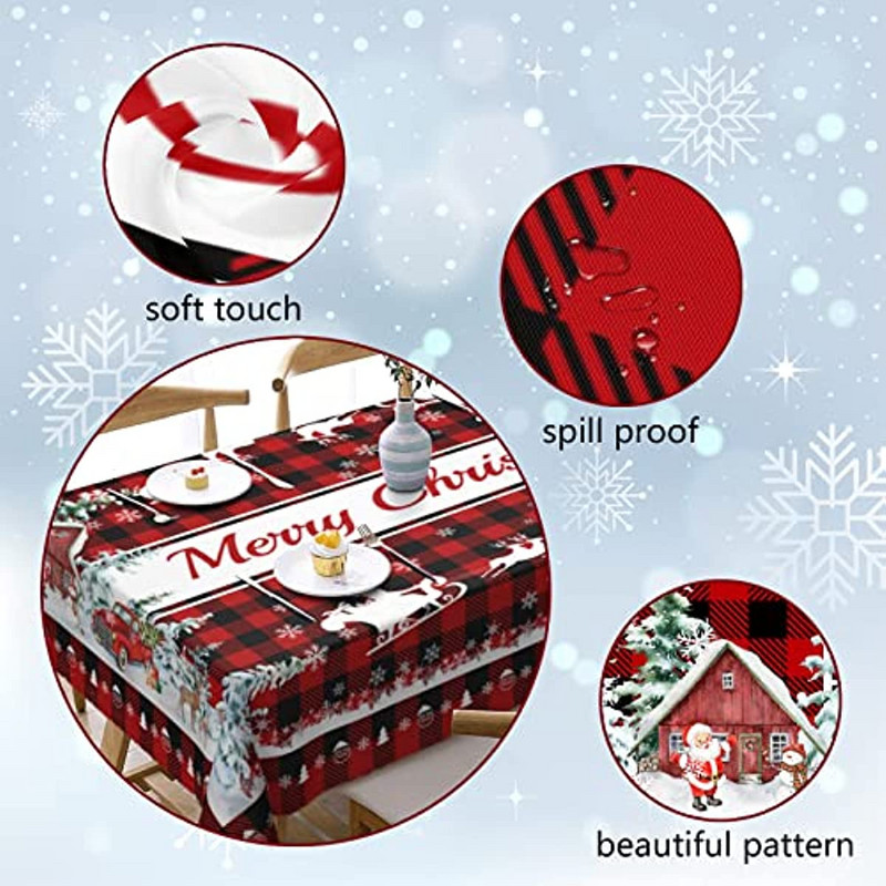 Ziemassvētku rotājumi 2023. gada sarkans rūtains ūdensizturīgs galdauts kāzu dekors Vecgada vakara ballītes pusdienu dekors Taisnstūra galdauts