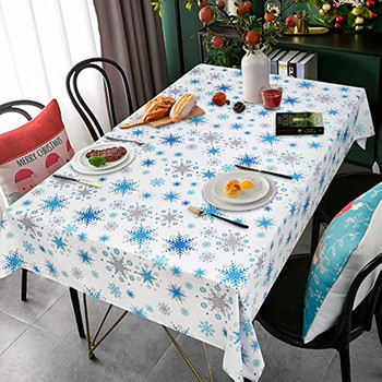 Μπλε νιφάδα χιονιού τραπεζομάντιλο τραπεζαρίας κουζίνας Χειμερινές γιορτές αδιάβροχο κάλυμμα τραπεζιού για Πρωτοχρονιάτικο γαμήλιο πάρτι διακόσμηση σπιτιού