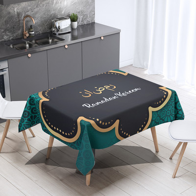 Vodootporni stolnjak s natpisom Džamija i Fanus lampion Dekoracija doma Pravokutni pokrivač za stol za zabave Ramadan Islamski Musliman