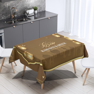 Vodootporni stolnjak s natpisom Džamija i Fanus lampion Dekoracija doma Pravokutni pokrivač za stol za zabave Ramadan Islamski Musliman