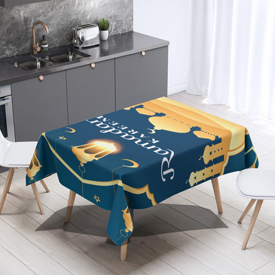 Vodootporni stolnjak s natpisom Džamija i Fanus lampion Dekoracija doma Pravokutni pokrivač za stol za zabave Ramadan Islamski Musliman