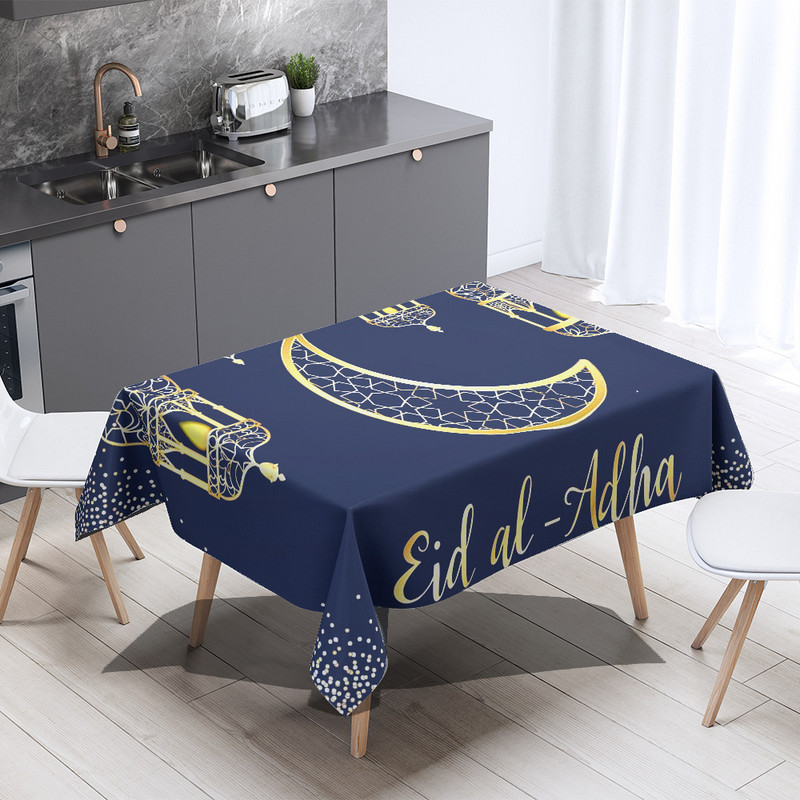 Mecset és Fanus lámpás nyomtatott vízálló terítő lakberendezési téglalap alakú parti asztaltakaró Ramadan iszlám muszlim