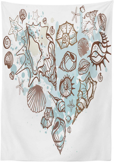 Óceán terítő Napsütéses nyári nap a homokos tengerparton Nyugodt parton Négyszögletű asztaltakaró étkező konyhához kandalló