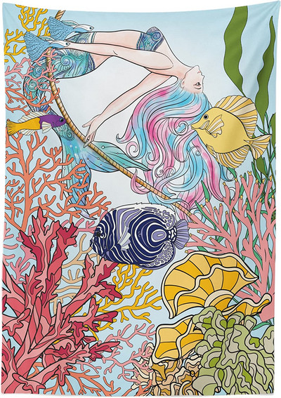 Óceán terítő Napsütéses nyári nap a homokos tengerparton Nyugodt parton Négyszögletű asztaltakaró étkező konyhához kandalló