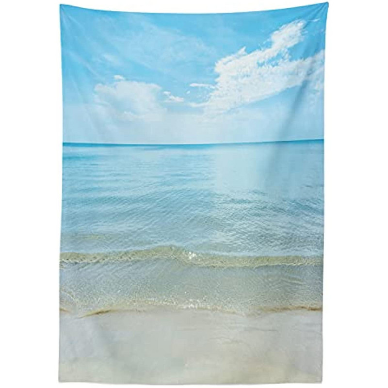 Óceán terítő Napsütéses nyári nap a homokos tengerparton Nyugodt parton Négyszögletű asztaltakaró étkező konyhához kandalló