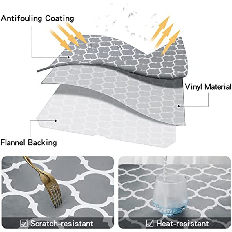 Pelēks ūdensnecaurlaidīgs galdauts Modes Izturīgs zemniecisks kāzu dekors Taisnstūra galda pārklājs Svētku ballīšu virtuves dekoru aksesuāri