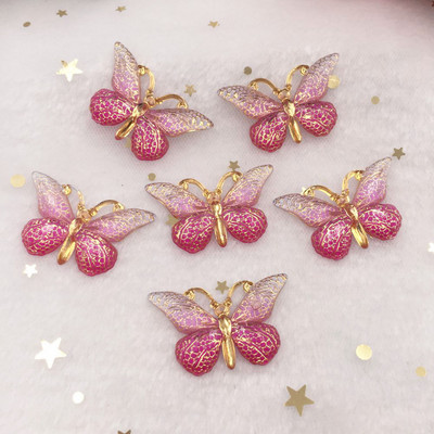 Spīdīgs, krāsains tauriņš, plakana mugura, rhinestone aplikācijas