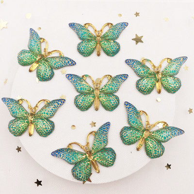 Spīdīgs, krāsains tauriņš, plakana mugura, rhinestone aplikācijas