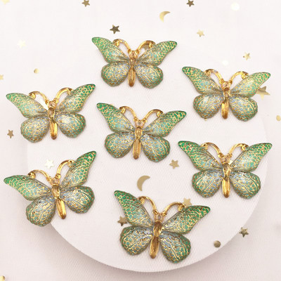 Spīdīgs, krāsains tauriņš, plakana mugura, rhinestone aplikācijas