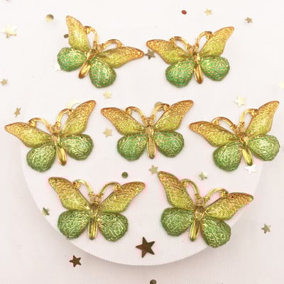 Spīdīgs, krāsains tauriņš, plakana mugura, rhinestone aplikācijas