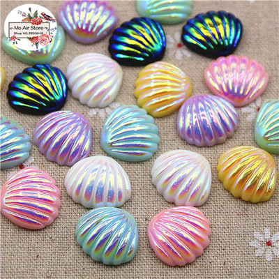 20tk Vaigu läikiv värviline merekarp, lame seljaosa Cabochon DIY Hair Bow Center Scrapbooking Craft 19x20mm