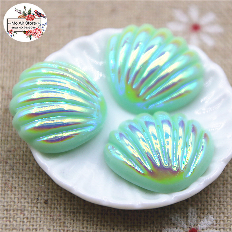 20tk Vaigu läikiv värviline merekarp, lame seljaosa Cabochon DIY Hair Bow Center Scrapbooking Craft 19x20mm