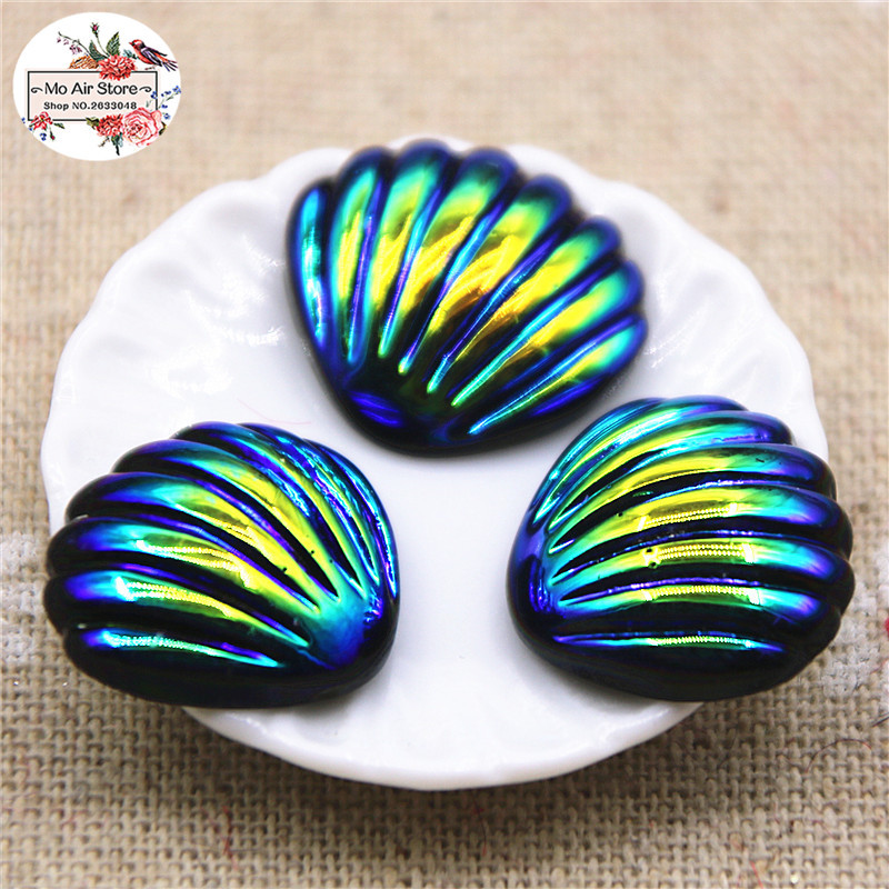20tk Vaigu läikiv värviline merekarp, lame seljaosa Cabochon DIY Hair Bow Center Scrapbooking Craft 19x20mm