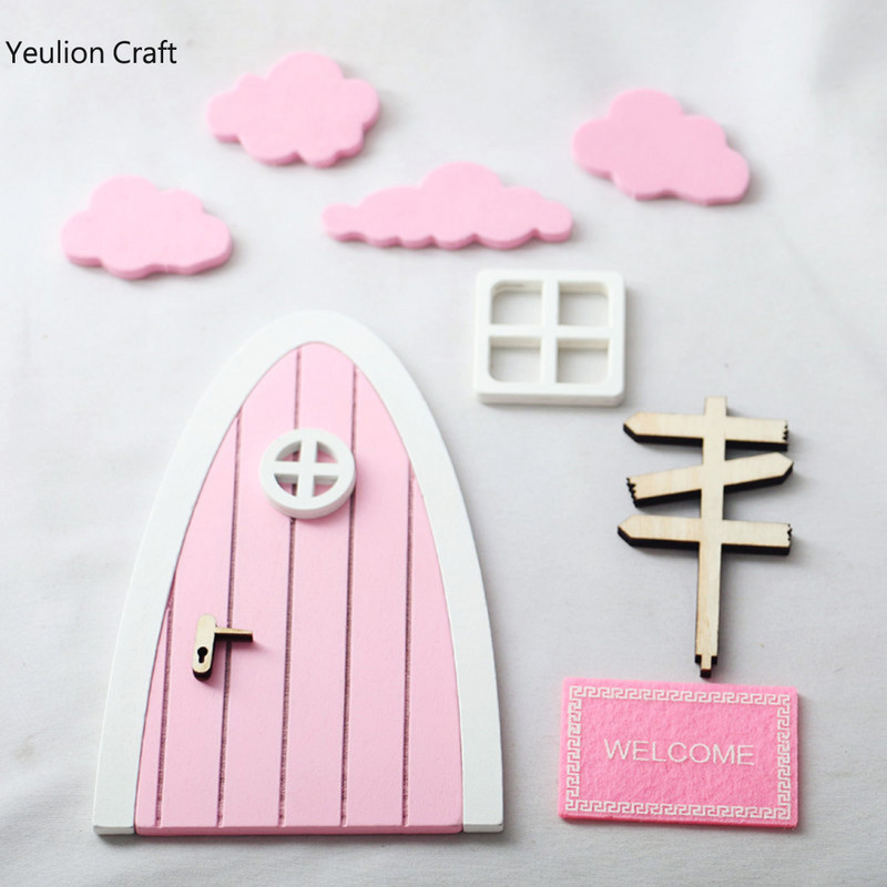 Miniatiūrinės medinės elfo durelės dantų fėjos durelės mini namų aksesuarai Apsimetinėlė žaislas Dovana vaikams Baldų modeliavimas Miniatiūros