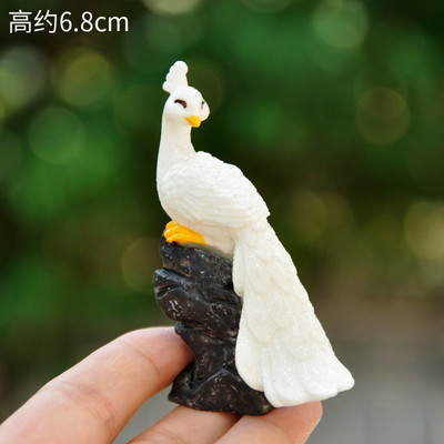 Pāvs dzīvnieku miniatūras sveķu figūriņas pasaku dārzs miniatūra sūnu ainava DIY terārija amatniecības aksesuāri mājas dekorēšanai