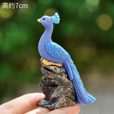Pāvs dzīvnieku miniatūras sveķu figūriņas pasaku dārzs miniatūra sūnu ainava DIY terārija amatniecības aksesuāri mājas dekorēšanai