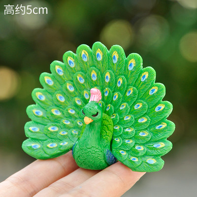 Pāvs dzīvnieku miniatūras sveķu figūriņas pasaku dārzs miniatūra sūnu ainava DIY terārija amatniecības aksesuāri mājas dekorēšanai