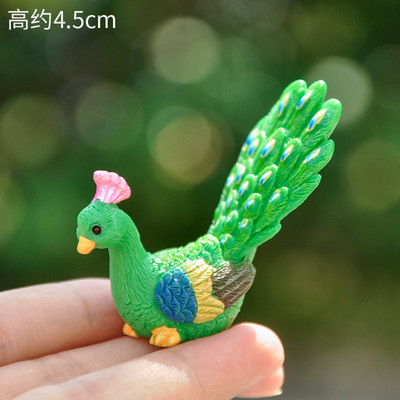 Pāvs dzīvnieku miniatūras sveķu figūriņas pasaku dārzs miniatūra sūnu ainava DIY terārija amatniecības aksesuāri mājas dekorēšanai