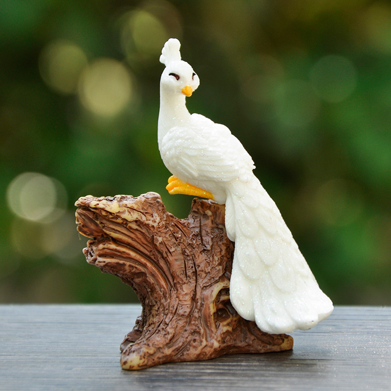 Pāvs dzīvnieku miniatūras sveķu figūriņas pasaku dārzs miniatūra sūnu ainava DIY terārija amatniecības aksesuāri mājas dekorēšanai