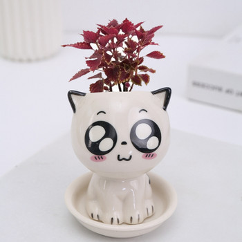 Μίνι κεραμική γλάστρα σε σχήμα γάτας Γελοιογραφία χαριτωμένο επιτραπέζιο γλαστράκι με έκφραση φυτών για γάτα Γραφείο διακοσμεί μικρά στολίδια