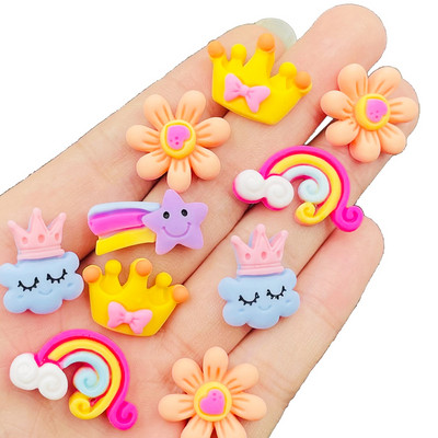 20 vnt. Naujas mielas mini animacinis filmas karūna vaivorykštės debesis, plokščia nugara Derva, iškarpų knyga „pasidaryk pats“ papuošalai, ausiniai, amatų dekoravimo priedai