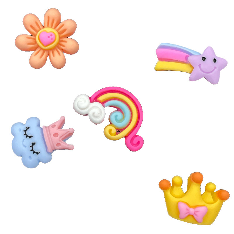 20 vnt. Naujas mielas mini animacinis filmas karūna vaivorykštės debesis, plokščia nugara Derva, iškarpų knyga „pasidaryk pats“ papuošalai, ausiniai, amatų dekoravimo priedai