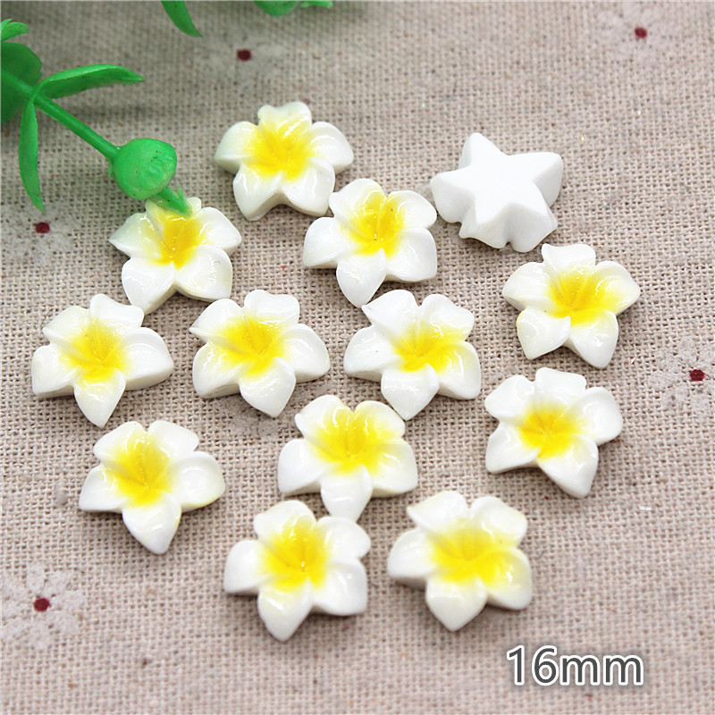 16mm/20mm/26mm Plumeria Rubra virággyanta lapos hátú Cabochon DIY ékszer telefon dekoráció