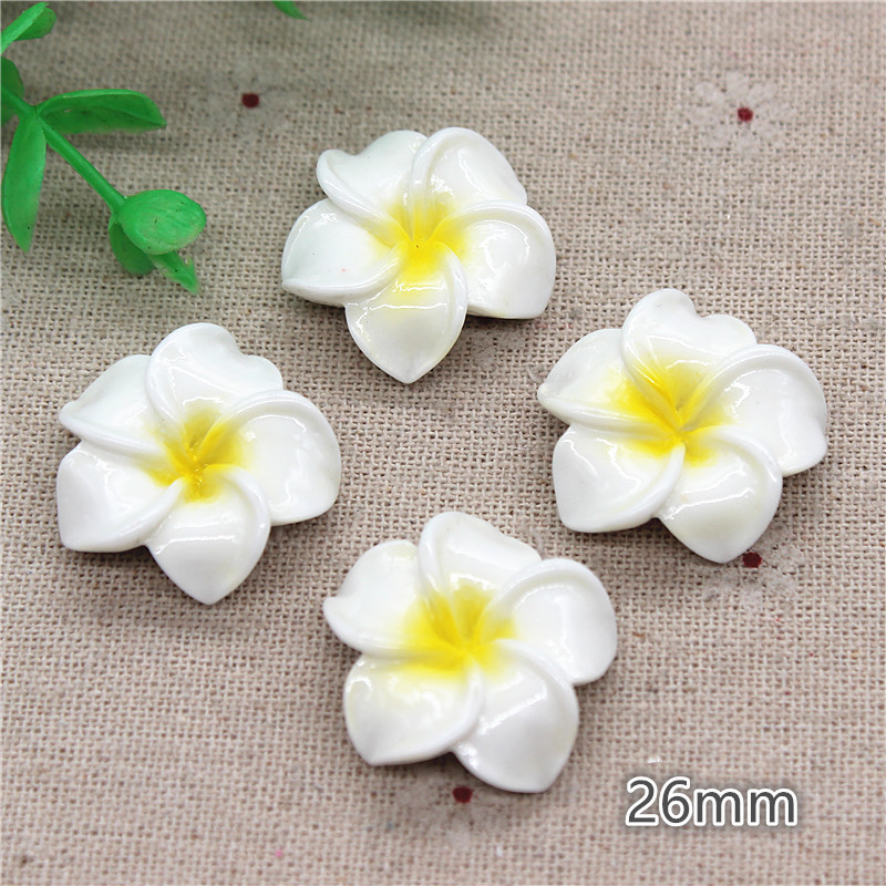 16mm/20mm/26mm Plumeria Rubra virággyanta lapos hátú Cabochon DIY ékszer telefon dekoráció