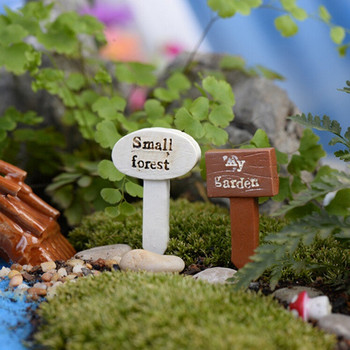 Mini Resin Sign Board Bonsai Figurines Micro Landscape Crafts Πινακίδες Μινιατούρες Fairy Garden Moss Terrarium Decor