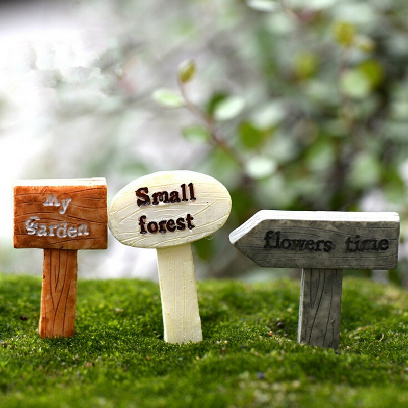 Mini gyanta tábla Bonsai figurák Mikro Táj kézműves jelzőtábla Miniatűr Tündérkert Moha Terrárium dekoráció