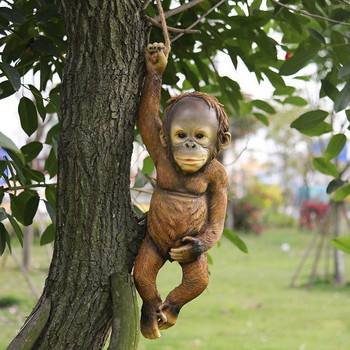Διακόσμηση Εξωτερικού Κήπου Μαϊμού Δέντρο Σχοινί Κρεμαστό άγαλμα Ρητίνη Ποιμενικό Ζώο Μικρή Προσομοίωση Μαϊμού Γλυπτό Creative L5O3