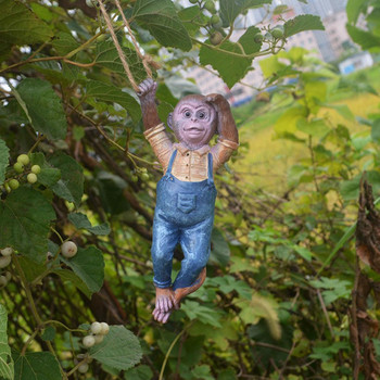 Външна градинска декорация Маймунско дърво Въже Висяща статуя Смола Пасторално животно Малка симулация Маймунска скулптура Творчески L5O3