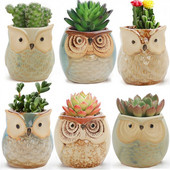 Mini Pūce Ziedi Podi Karikatūra Dzīvnieki Putni Keramika Augi Stādītāji Mājas Dārza Apdare Balkons Galds Sukulenti Vintage Vāze