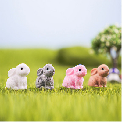 4 db Mini gyanta nyúl állatfigurák miniatűr tündér kert kert nyuszi szobrok kültéri cserepes lakberendezés