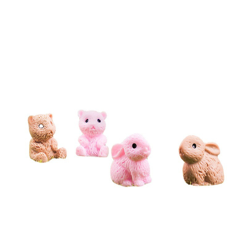 4 db Mini gyanta nyúl állatfigurák miniatűr tündér kert kert nyuszi szobrok kültéri cserepes lakberendezés