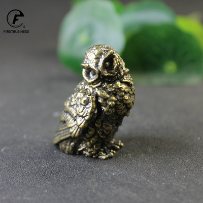 Statuie de bufniță din alamă antică, ornament de birou, decorațiuni pentru casă, accesorii de artizanat, alamă, figurine cu animale de pasăre, miniaturi