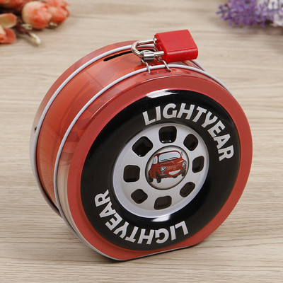 Jauna modes karikatūra Riteņu cūciņa banka Maza naudas kaste Metāla monētu uzglabāšanas kaste ar slēdzeni Bērnu dzimšanas dienas dāvanas