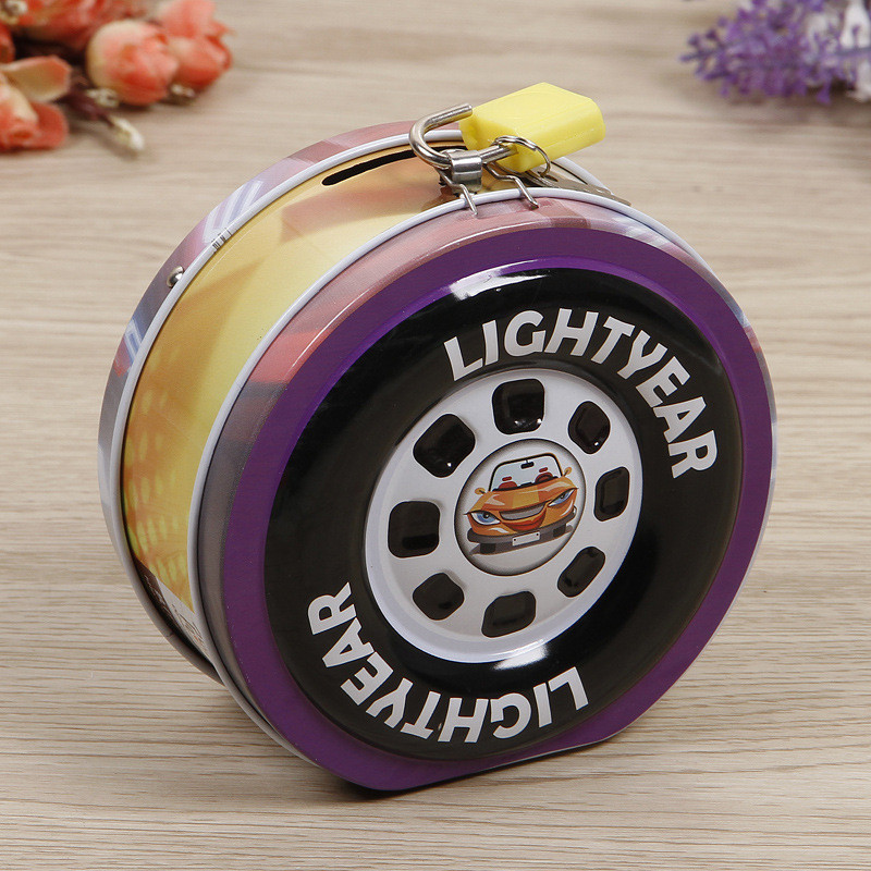 Jauna modes karikatūra Riteņu cūciņa banka Maza naudas kaste Metāla monētu uzglabāšanas kaste ar slēdzeni Bērnu dzimšanas dienas dāvanas