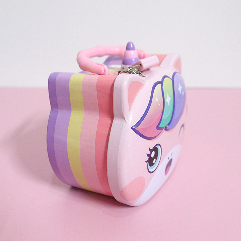 Kawaii vienradzis dzelzs cūciņa banka ar slēdzeni bērniem, ietaupiet naudu bankas naudas monētu kaste, kas piesaista naudas burciņu rotaslietu uzglabāšanas tvertnes Ziemassvētku dāvana