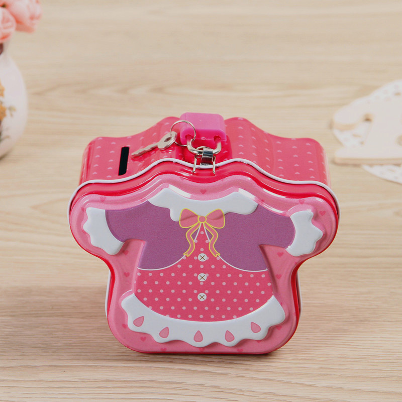 Kreativna mini crtana dječja odjeća Limenka Metalna kasica prasica s bravom Kutija za novčiće za uštedu novca Dječja igračka Darovi za djecu