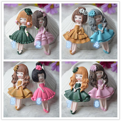 2 bucăți desene animate kawaii fată rășină cu spate plat Cabochon miniatură alimentară artă decorare farmec artizanat 85x50mm