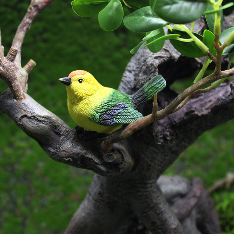 Mazs jauks papagaiļa putnu ligzda figūriņa dzīvnieka modelis mājas dekors Miniatūra sveķu pasaka dārza pundurkociņš dekorācijas aksesuāri