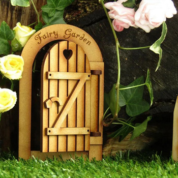 Μινιατούρα ειδώλια πόρτας νεράιδα στοιχειό Vintage ξύλινα ξωτικά Σπίτι Fairy Elf Door Kit For Yard Art Garden Tree Sculpture Statues Decor