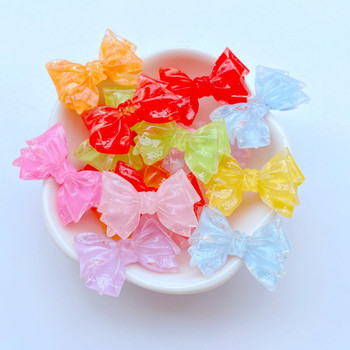 10 τμχ Νέο μίνι χαριτωμένο 19*29 χιλιοστά Jelly Bow Series Flat Back Resin Cabochons Scrapbooking Αξεσουάρ διακόσμησης κοσμημάτων χειροτεχνίας DIY