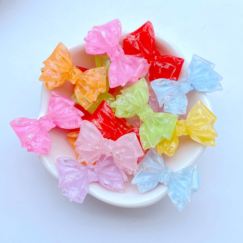 10 gab. Jauns Mini Cute, 19*29 mm želejveida loku sērija, plakana aizmugure, sveķu kabošoni.