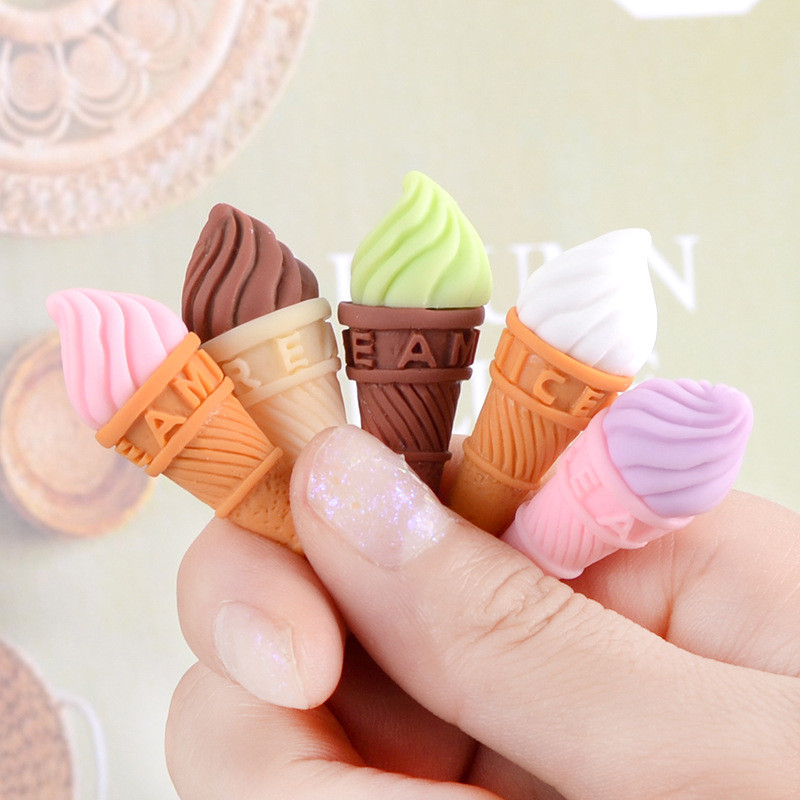 10gab Mini Resin Kawaii Ice Cream Flatback Scrapbooking Materiāli Aksesuāri Cabochon Piederumi Leļļu namiņa Miniatūras Rīki Amatniecība