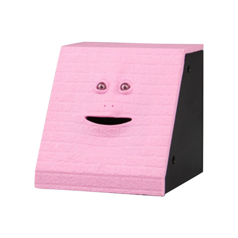 1PC Funny Face Cūciņa banka Cilvēka seja Viedais sensors Saving Bank Elektriskā monēta var ēst naudu Cūciņa banka multfilma Sejas formas monētu aizliegums