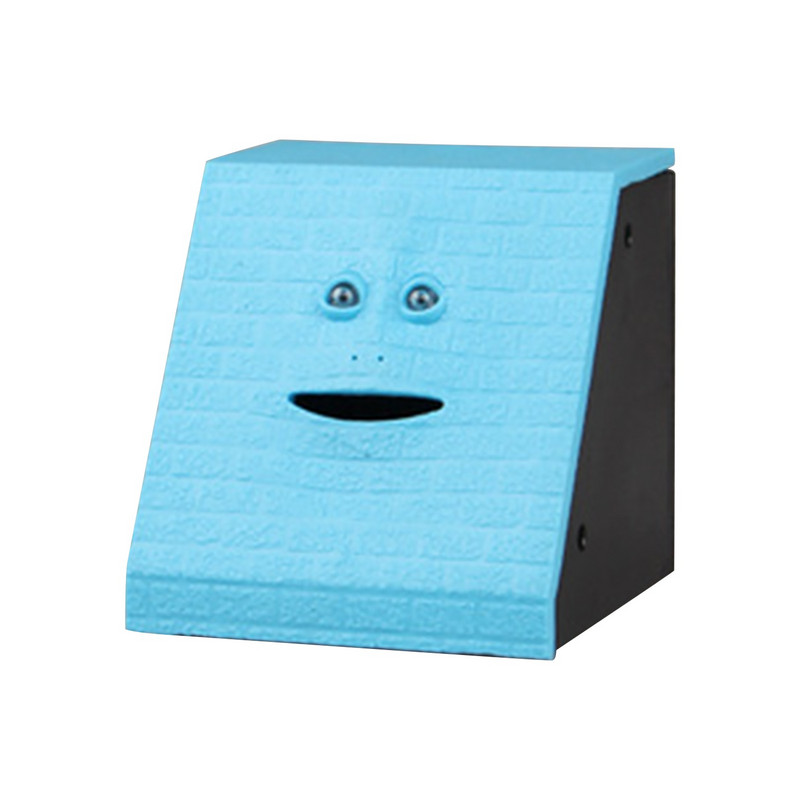 1PC Funny Face Cūciņa banka Cilvēka seja Viedais sensors Saving Bank Elektriskā monēta var ēst naudu Cūciņa banka multfilma Sejas formas monētu aizliegums
