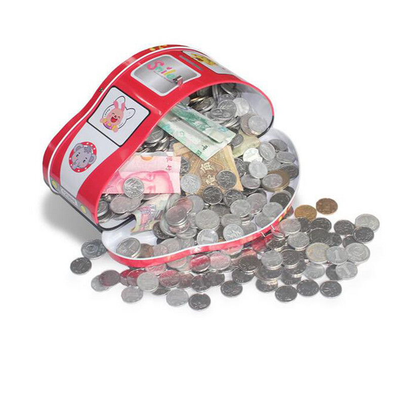 Autós malacpersely bádog takarékdoboz érmék tárolására, tégely kerekei elfordíthatják fiús lány születésnapi ajándékot lakat díszítéssel